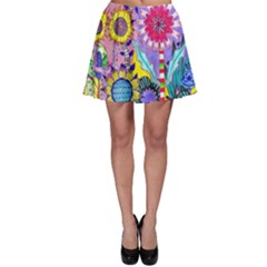 Double Sunflower Abstract Skater Skirt by okhismakingart