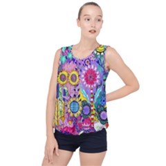 Double Sunflower Abstract Bubble Hem Chiffon Tank Top by okhismakingart