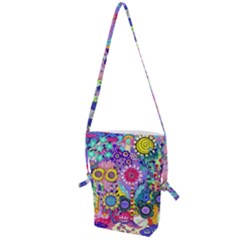 Double Sunflower Abstract Folding Shoulder Bag by okhismakingart