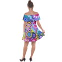 Double Sunflower Abstract Off Shoulder Velour Dress View2