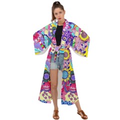 Double Sunflower Abstract Maxi Kimono by okhismakingart