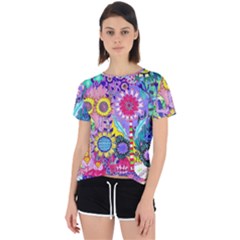 Double Sunflower Abstract Open Back Sport Tee by okhismakingart