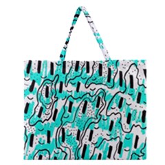 Doodle Art Minimal Drawing Pen Zipper Large Tote Bag