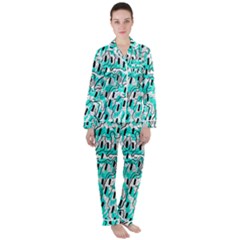 Doodle Art Minimal Drawing Pen Satin Long Sleeve Pyjamas Set by HermanTelo