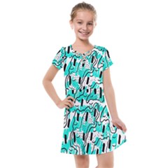 Doodle Art Minimal Drawing Pen Kids  Cross Web Dress