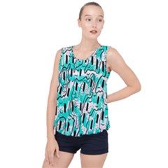 Doodle Art Minimal Drawing Pen Bubble Hem Chiffon Tank Top