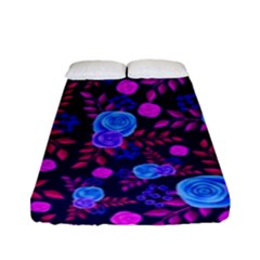 Backgroung Rose Purple Wallpaper Fitted Sheet (full/ Double Size) by HermanTelo