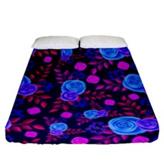 Backgroung Rose Purple Wallpaper Fitted Sheet (queen Size) by HermanTelo