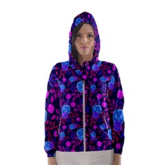 Backgroung Rose Purple Wallpaper Women s Hooded Windbreaker by HermanTelo