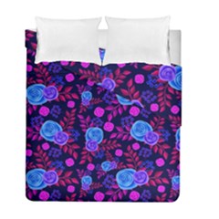 Backgroung Rose Purple Wallpaper Duvet Cover Double Side (full/ Double Size) by HermanTelo