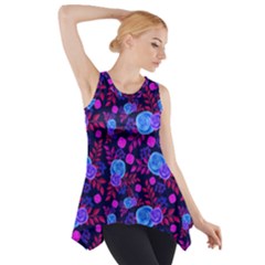 Backgroung Rose Purple Wallpaper Side Drop Tank Tunic