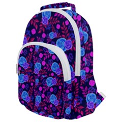 Backgroung Rose Purple Wallpaper Rounded Multi Pocket Backpack