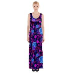 Backgroung Rose Purple Wallpaper Thigh Split Maxi Dress