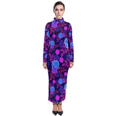 Backgroung Rose Purple Wallpaper Turtleneck Maxi Dress