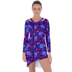 Backgroung Rose Purple Wallpaper Asymmetric Cut-out Shift Dress