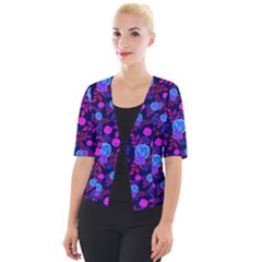 Backgroung Rose Purple Wallpaper Cropped Button Cardigan by HermanTelo