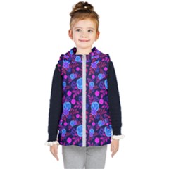 Backgroung Rose Purple Wallpaper Kids  Hooded Puffer Vest by HermanTelo