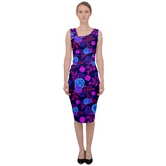 Backgroung Rose Purple Wallpaper Sleeveless Pencil Dress