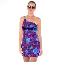 Backgroung Rose Purple Wallpaper One Soulder Bodycon Dress