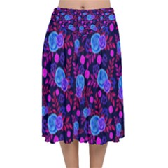 Backgroung Rose Purple Wallpaper Velvet Flared Midi Skirt by HermanTelo