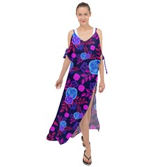 Backgroung Rose Purple Wallpaper Maxi Chiffon Cover Up Dress