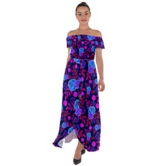 Backgroung Rose Purple Wallpaper Off Shoulder Open Front Chiffon Dress