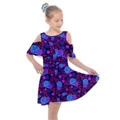 Backgroung Rose Purple Wallpaper Kids  Shoulder Cutout Chiffon Dress