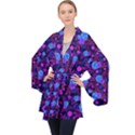 Backgroung Rose Purple Wallpaper Long Sleeve Velvet Kimono  View1