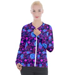 Backgroung Rose Purple Wallpaper Casual Zip Up Jacket by HermanTelo