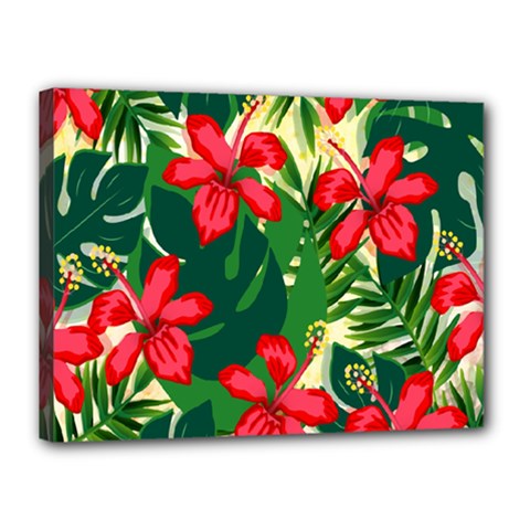 Floral Pink Flowers Canvas 16  X 12  (stretched) by Mariart