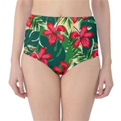 Floral Pink Flowers Classic High-waist Bikini Bottoms