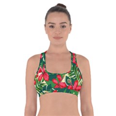 Floral Pink Flowers Cross Back Sports Bra by Mariart