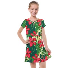 Floral Pink Flowers Kids  Cross Web Dress by Mariart