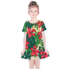 Floral Pink Flowers Kids  Simple Cotton Dress by Mariart