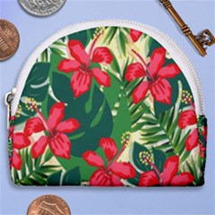 Floral Pink Flowers Horseshoe Style Canvas Pouch