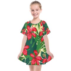 Floral Pink Flowers Kids  Smock Dress