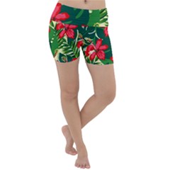 Floral Pink Flowers Lightweight Velour Yoga Shorts