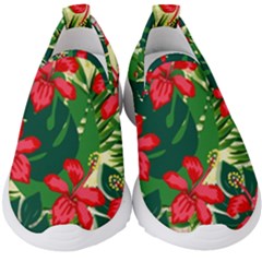 Floral Pink Flowers Kids  Slip On Sneakers by Mariart