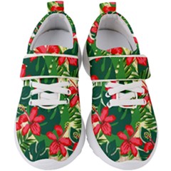 Floral Pink Flowers Kids  Velcro Strap Shoes by Mariart