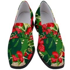 Floral Pink Flowers Women s Chunky Heel Loafers by Mariart