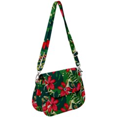 Floral Pink Flowers Saddle Handbag by Mariart