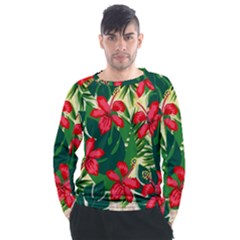 Floral Pink Flowers Men s Long Sleeve Raglan Tee