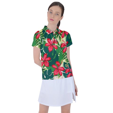 Floral Pink Flowers Women s Polo Tee by Mariart