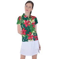 Floral Pink Flowers Women s Polo Tee