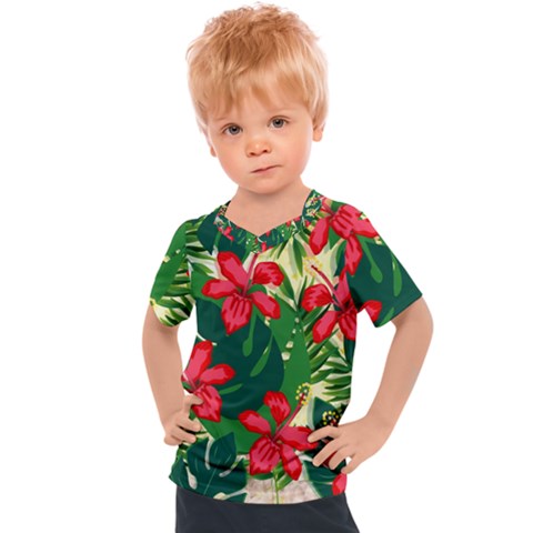 Floral Pink Flowers Kids  Sports Tee by Mariart