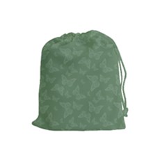 Asparagus Green Butterfly Print Drawstring Pouch (large) by SpinnyChairDesigns