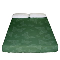 Asparagus Green Butterfly Print Fitted Sheet (king Size) by SpinnyChairDesigns