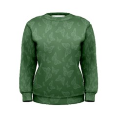 Asparagus Green Butterfly Print Women s Sweatshirt by SpinnyChairDesigns