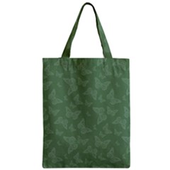 Asparagus Green Butterfly Print Zipper Classic Tote Bag by SpinnyChairDesigns