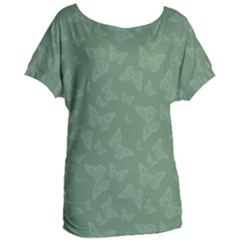 Asparagus Green Butterfly Print Women s Oversized Tee by SpinnyChairDesigns